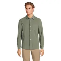 Lands' End Men's Long Sleeve Texture Knit Button Down