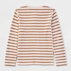 Boys' Adaptive Long Sleeve 'Stripe' Thermal Top - Cat & Jack&trade; Cream