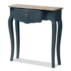 Mazarine Classic and Provincial Spruce Finished Console Table Blue - Baxton Studio