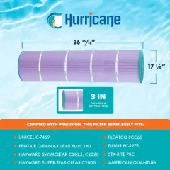 Hurricane 4 Pack HF7459-04P Platinum Purple Pool Filter Cartridge for PJAN85, Unicel C-7459, Filbur FC-0800, Jandy Industries CCL-340,CV 340