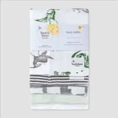 Burt's Bees Baby&reg; Set of 5 Happy Herbivores Burp Cloth - Charcoal Gray
