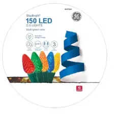 GE StayBright 150 LED C-5 Diamond Cut Lights Multicolor Green Wire 37.2 FT