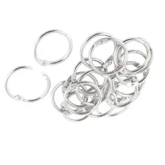 Unique Bargains Scrapbooking 3cm OD Loose Leaf Ring Keychain Metal Binder Clips 1.2x1.2x0.1inch Silver 20 Pcs