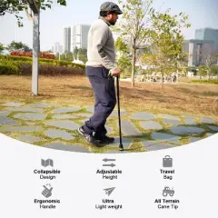 Attop Walking Cane, Folding, Adjustable, Lightweight, Walking Canes for Men & Women, Soft Ergonomic Handle, Walking Sticks for Seniors & Adults