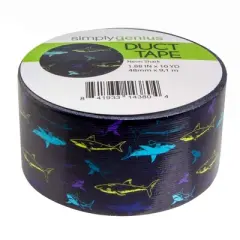 Simply Genius Pattern Duct Tape Heavy Duty, Colored Duct Tape, Single Roll 1.8 in x 10 yards, Colorful Tape for DIY (Neon Shark)