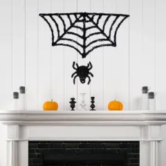 Northlight Lighted Spider and Web Halloween Decoration - 36" - Black - Purple LED Lights