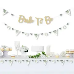 Big Dot of Happiness Boho Botanical Bride - Bridal Shower & Wedding Party - 36 Banner Cutouts & No-Mess Real Gold Glitter Bride-To-Be Banner Letters
