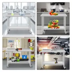 Stainless Steel Prep Table 48x24 Inch, NSF Certified Kitchen Work Table with Adjustable Undershelf, Heavy Duty & Rustproof for Restaurants, Bakeries