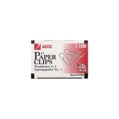 ACCO Smooth Standard Paper Clip #1 Silver 100/Box 10 Boxes/Pack 72380