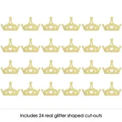 Big Dot of Happiness Gold Glitter Princess Crown - No-Mess Real Gold Glitter Cut-Outs - Princess Baby Shower or Birthday Party Confetti - Set of 24