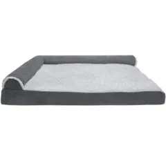 FurHaven Two-Tone Faux Fur & Suede Deluxe Chaise Lounge Orthopedic Sofa Dog Bed