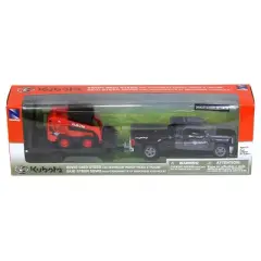 New Ray 1/43 Chevy Pickup with Kubota SSV65 Skid Steer and Trailer SS-34203