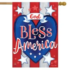 Briarwood Lane God Bless America Heart Patriotic House Flag Stars Stripes Double-Sided 28"x40"