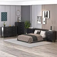 Festivo 4pc Modern Elegance Bedremm Chest and Dresser and 3 Drawer Nightstands Set