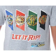 Beyblade Burst Boys' 4 Spinner Tops Design Fafnir Let It Rip! T-Shirt Beyblade - Let It Rip