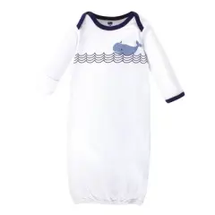 Hudson Baby Infant Boy Cotton Gowns, Sailor Whale, Preemie-Newborn