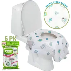Disposable Toilet Seat Covers for Kids & Adults, 6 Pack - Germ Protect from Public Toilets- Waterproof, Individually-Wrapped, Plastic Lined