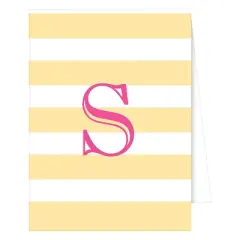 10ct 'S' Monogram Cabana Striped Note Cards Collections Yellow