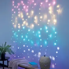 West & Arrow 4.2'x5' 112 LED Curtain String Lights Pastel USB/Battery Powered 8 Modes Indoor Use Clear Wire Remote Control