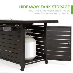 Best Choice Products 57in 50,000 BTU Rectangular Propane Aluminum Gas Fire Pit Table w/ Cover, Glass Beads