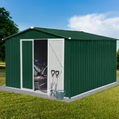 Metal garden sheds 8ft&iexcl;&Aacute;10ft outdoor storage sheds Green + White