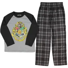 Intimo Big Boys Harry Potter Hogwarts School Crest Raglan Pajama Set Black