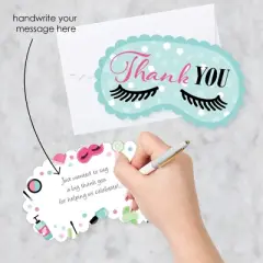 Big Dot of Happiness Spa Day - Shaped Thank You Cards - Girls Makeup Party Thank You Note Cards with Envelopes - Set of 12