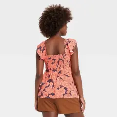 Ruffle Smocked Maternity Tank Top - Isabel Maternity by Ingrid & Isabel&trade; Pink Floral