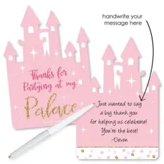 Big Dot of Happiness Little Princess Crown - Shaped Thank You Cards - Baby Shower or Birthday Party Thank You Note Cards with Envelopes - Set of 12