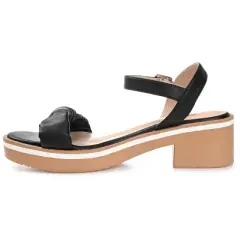 Journee Collection Womens Dexxla Buckle Ankle Strap Low Platform Sandals Black 8.5