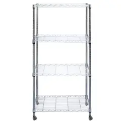 Mind Reader Adjustable 4-Tier Heavy Duty Utility Rolling Cart and Mobile Chrome Steel Shelf Organizer