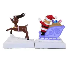 Roman 7.0 Inch Rudolph & Santa Stocking Holders Stocking Holder , Set/2 Sleigh Reindeer (2PC)