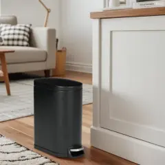 SEVOBAL Trash Can Kitchen Garbage Can Trash Cans Rectangle Stainless Steel with Soft Close Lid Step Foot Pedal Bathroom Toilet, Black, 18"*14"*9"