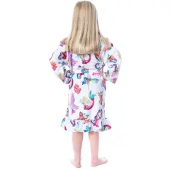 Mattel Girls' Barbie Fantasy Mermaid Fairy Rainbow Ruffled Bathrobe Robe White