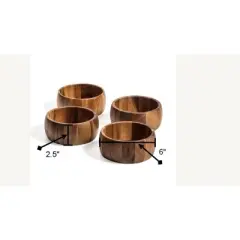 Kalmar Home Solid Acacia Wood Individual Salad Bowl Set of 4