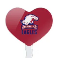 American University Eagles Logo Heart Love Cupcake Picks Toppers Decoration Set of 6