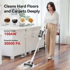 INSE V120 Cordless Vacuum 30Kpa Powerful Cordless Stick Vacuum with LED Screen, Brushless Motor, Up to 60 Mins Runtime