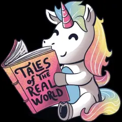 Junior's Design By Humans Tales of the Real World Funny Unicorn By EduEly T-Shirt