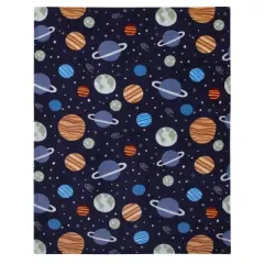 Everything Kids Solar System Navy, Orange, and Gray Super Soft Toddler Blanket
