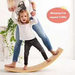 Babyjoy Wooden Wobble Balance Board 35.5" Rocker Yoga Curvy Board Toy Kids Adult
