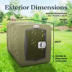 Dakota 283 G3 Large Ventilated Framed Pet Kennel w/Ultra-Secure Lock, Easy-Grip Handle & Keyed Paddle Latching Door for Large-Breed Dogs, Olive
