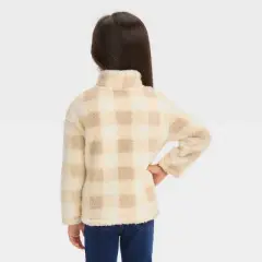 Toddler Girls' Checkered Quarter Zip-Up Jacket - Cat & Jack&trade; Beige