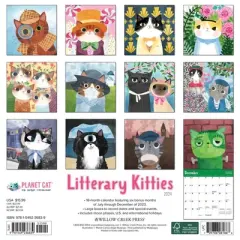 Willow Creek Press 2024 Wall Calendar 12"x12" Litterary Kitties