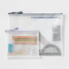 Legal & Accessory Size Zip Pouches Water-Resistant & Multi-color Zipper 2pk &ndash; up&up&trade;