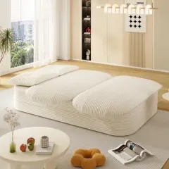 NicBex Plush Corduroy Upholstered Sofa Couch with Innovative Foldable Design,2-Seater Futon Couch Sofa Bed for Living Room,Bedroom