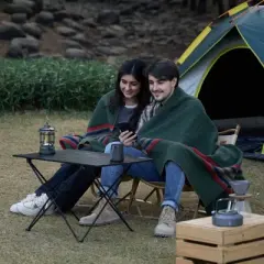 VEVOR Wool Camping Blanket, Large Warm Stadium Blanket, Waterproof & Windproof, Flame Retardant, 64" x 88" (80% Wool), Texture Multicolor