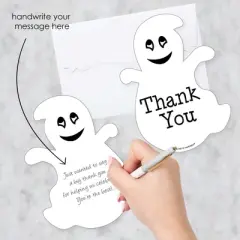Big Dot of Happiness Spooky Ghost - Shaped Thank You Cards - Halloween Party Thank You Note Cards with Envelopes - Set of 12