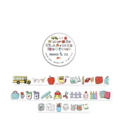 Illustrated Masking Tape by Ramus & Co - 3ct Rolls, Assorted Rolls (School Days + Wild Party Stamps + Scenic Stamps)