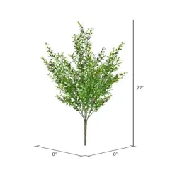 Vickerman 22" Artificial UV Coated Bush with Mini Purple Flowers and Boxwood Greenery.