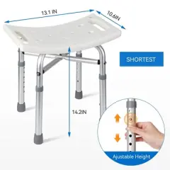 Garvee Shower Bench Shower Chair for Bathroom Bathtub with Adjustable Height Legs Bear 350 lb Capacity Slip Resistant